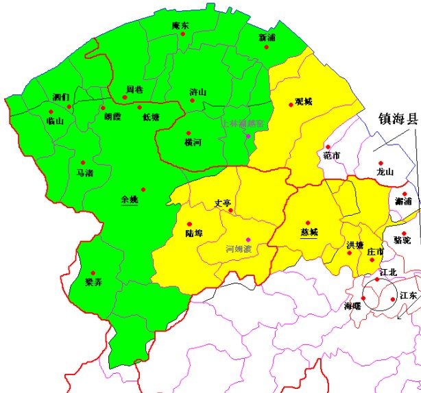 1951年余姚县区乡明细图