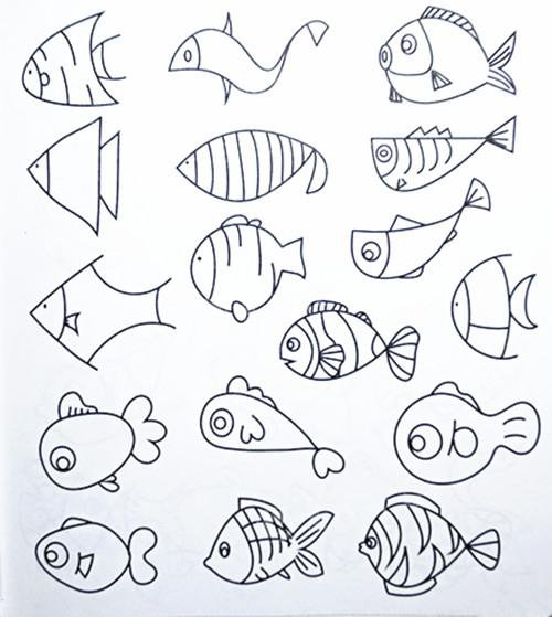 儿童简笔画 鱼是最古老的脊椎动物,终年生活在水中,用鳃呼吸,小朋友