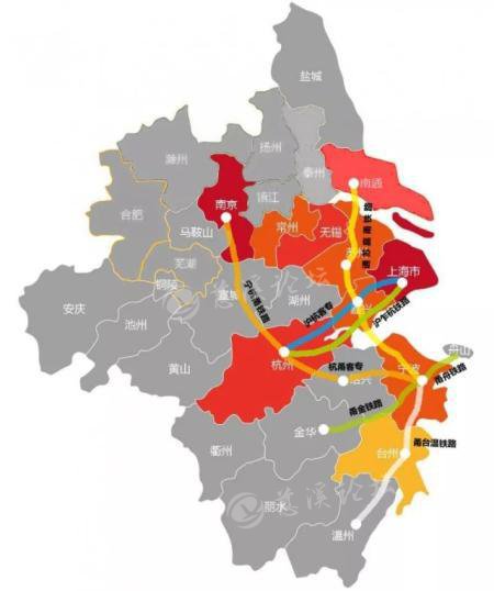 规划通苏嘉铁路和沪乍杭铁路相衔接;南与杭甬客专,甬台温铁路,在建金