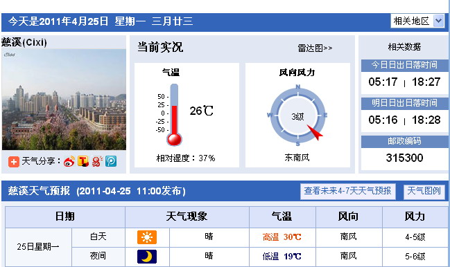 記錄每天慈溪天氣情況